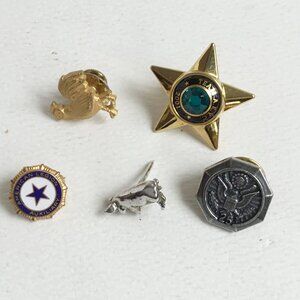 Vintage Chicken Pig Auxiliary Mixed Tie Lapel Tack Lot of 5